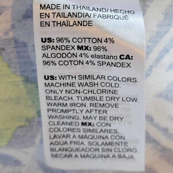 Chicos Shirt Women Size 2 US L Large Blue Green Ikat Cotton Stretch No Iron - Picture 8 of 9